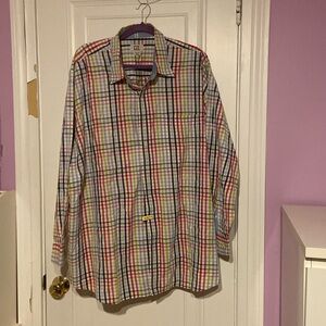 Plaid shirt with black red and green